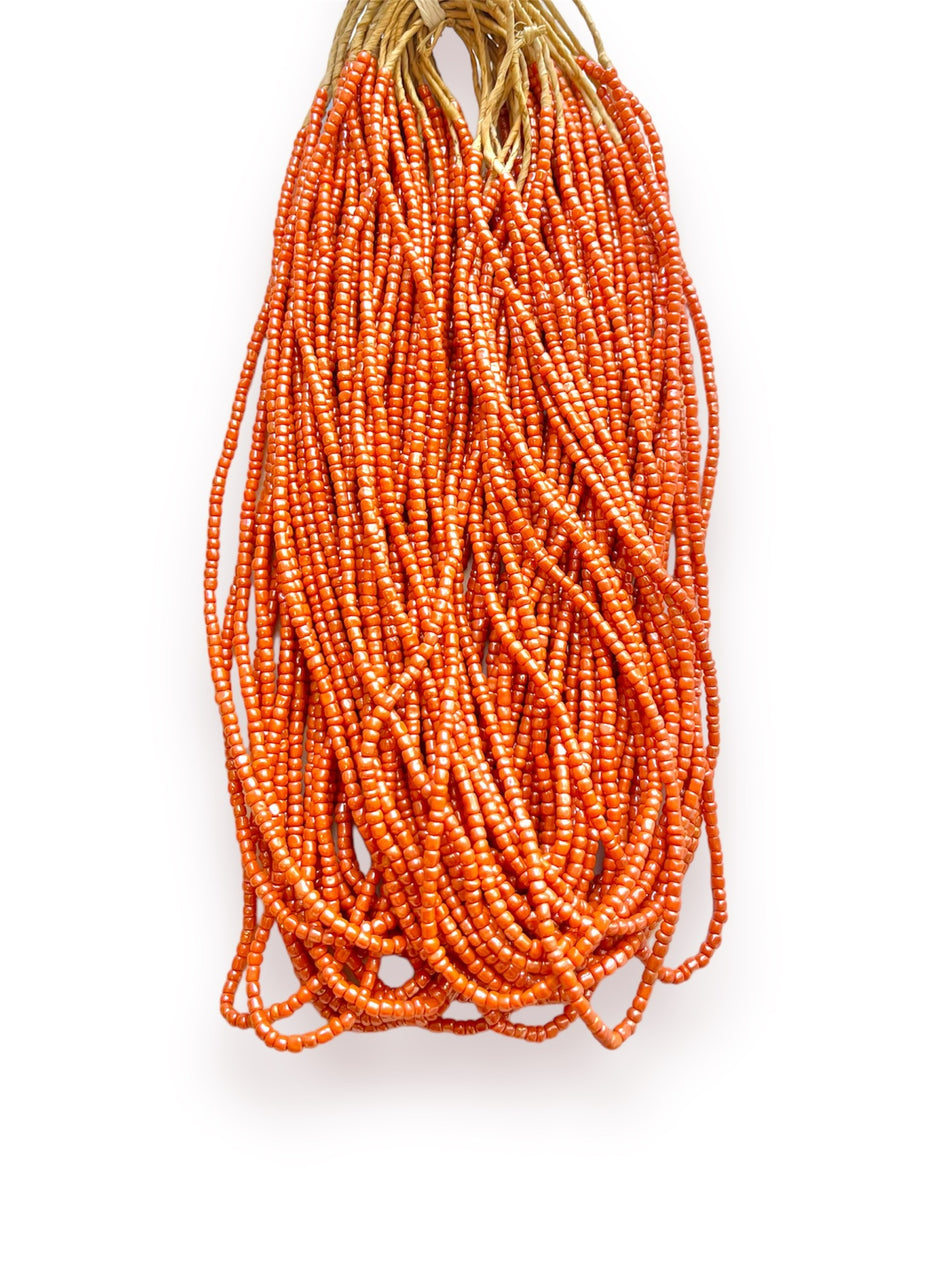 Glossy Orange African Seed Bead Strand, 4mm