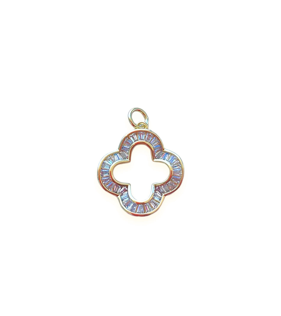 Gold Filled Zirconia Flower Pendant, 1pc