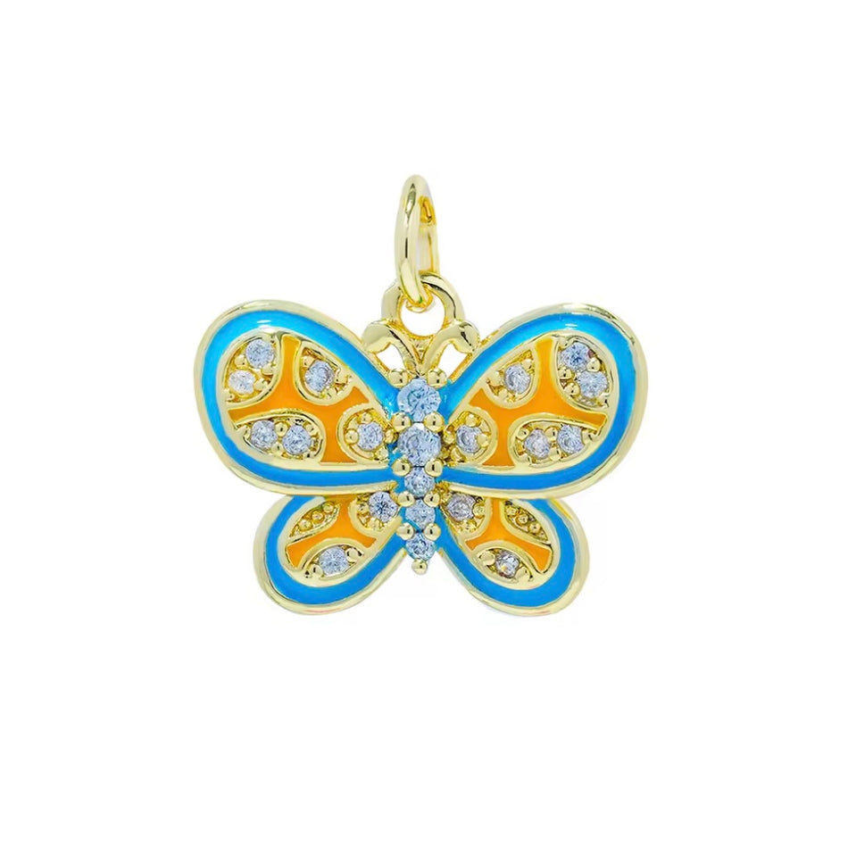 Multicolor Zirconia Butterfly Pendant, 1pc