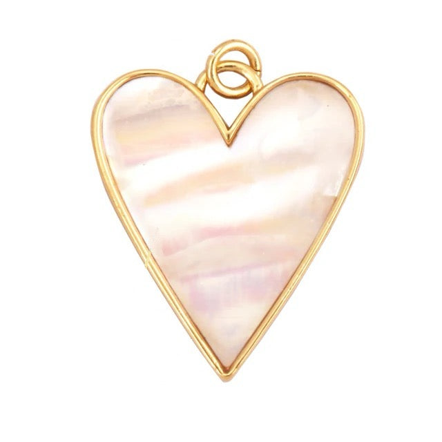Mother of Pearl Heart Pendant, 1pc