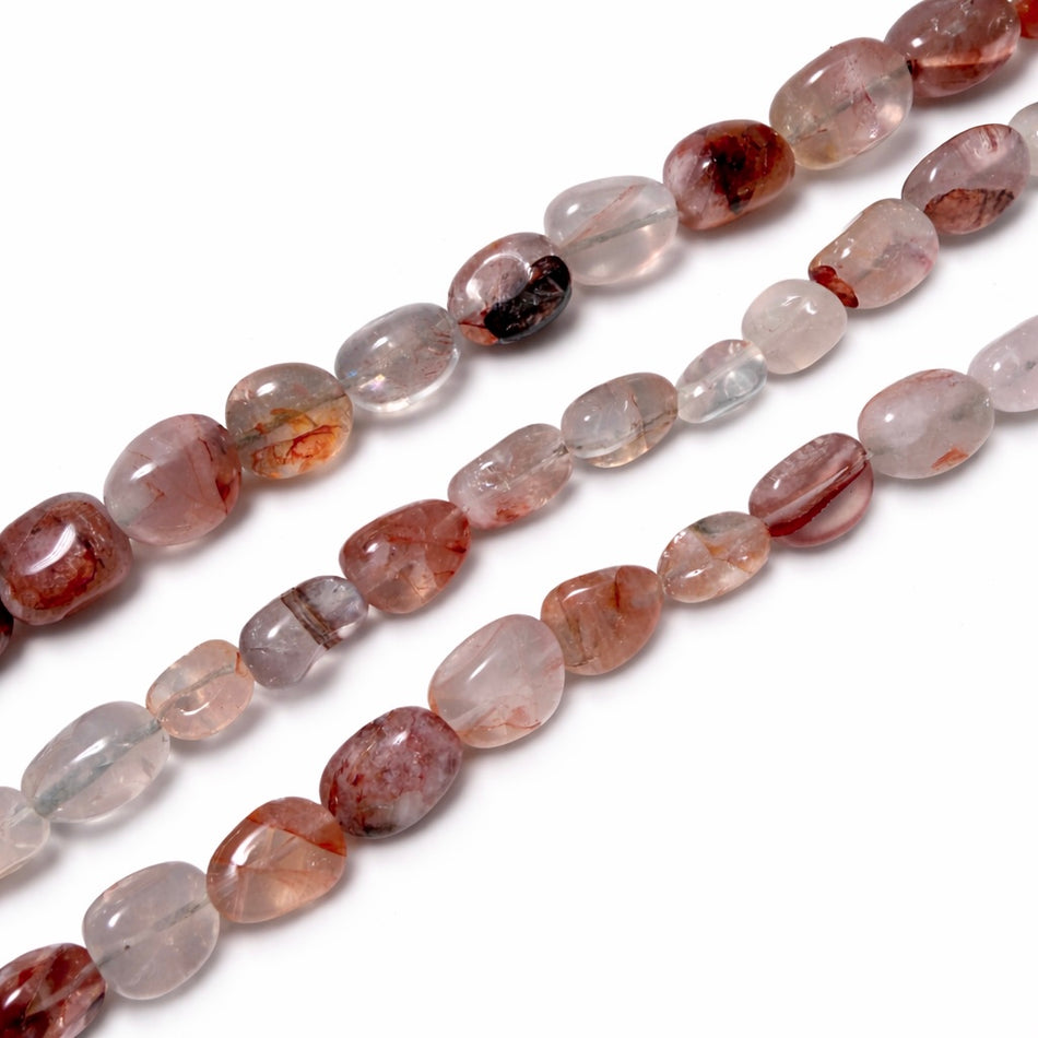 Rose Quartz Pebble Bead 20mm Strand