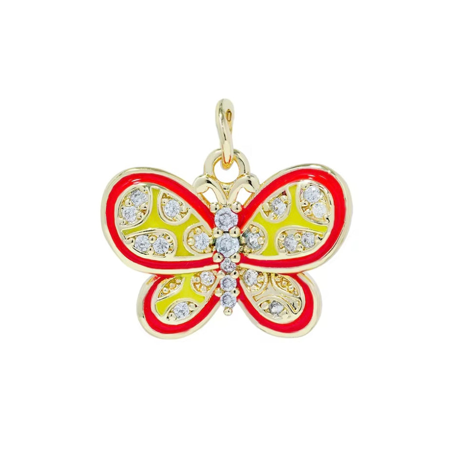 Multicolor Zirconia Butterfly Pendant, 1pc