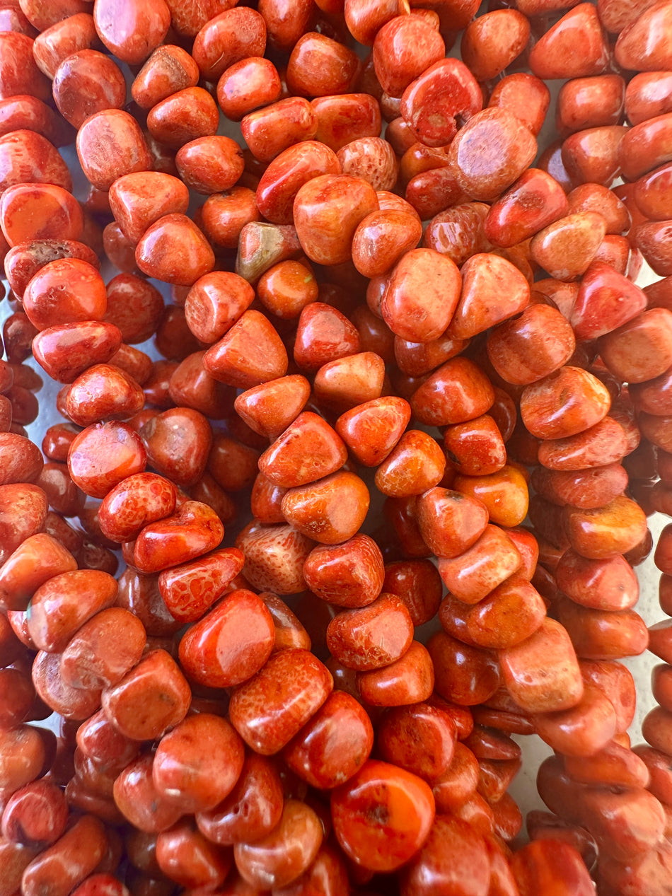 Orange Coral Chip Bead Strand, 4-6mm