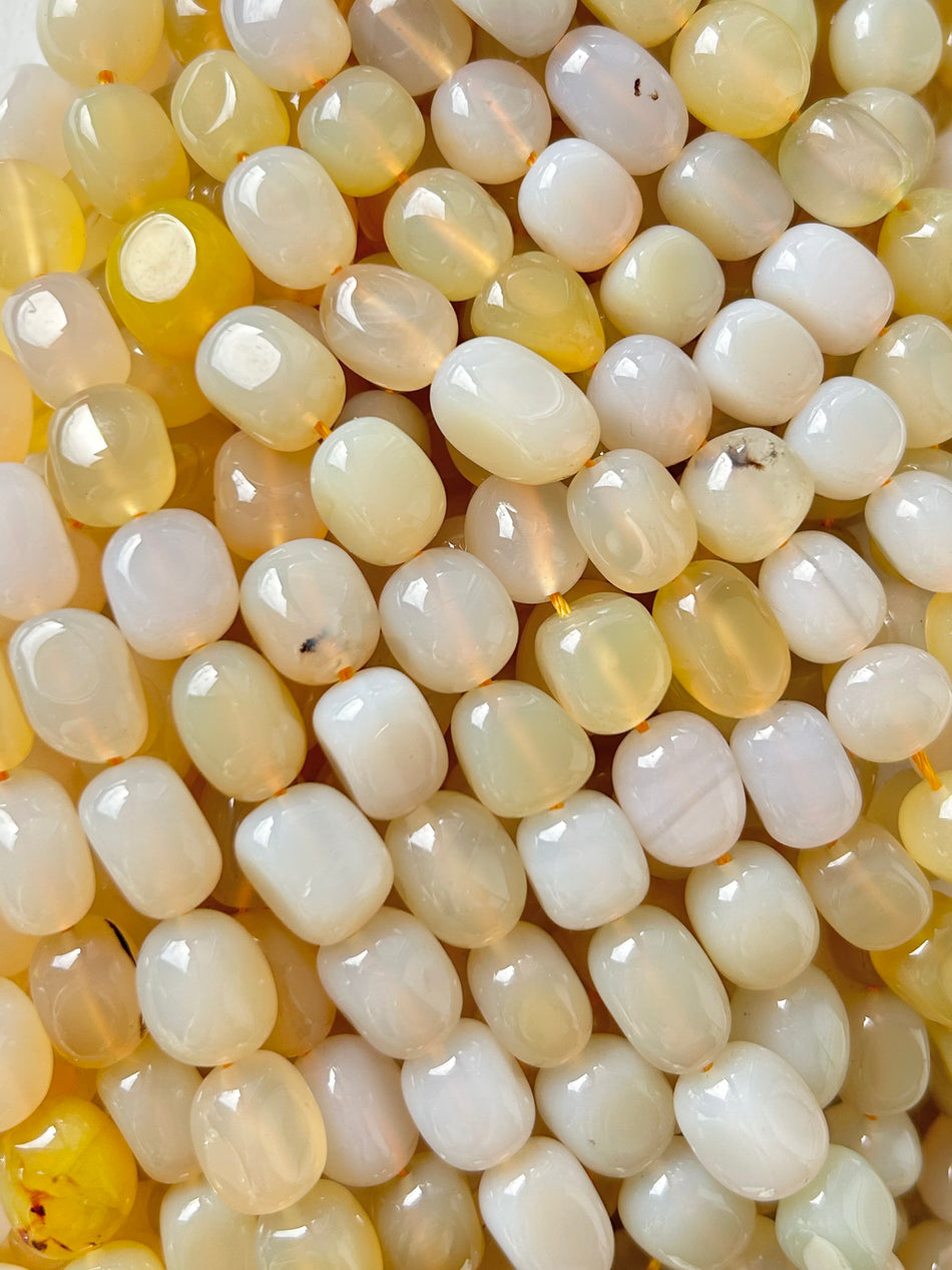 Yellow Nugget Bead Jade Strand, 12mm