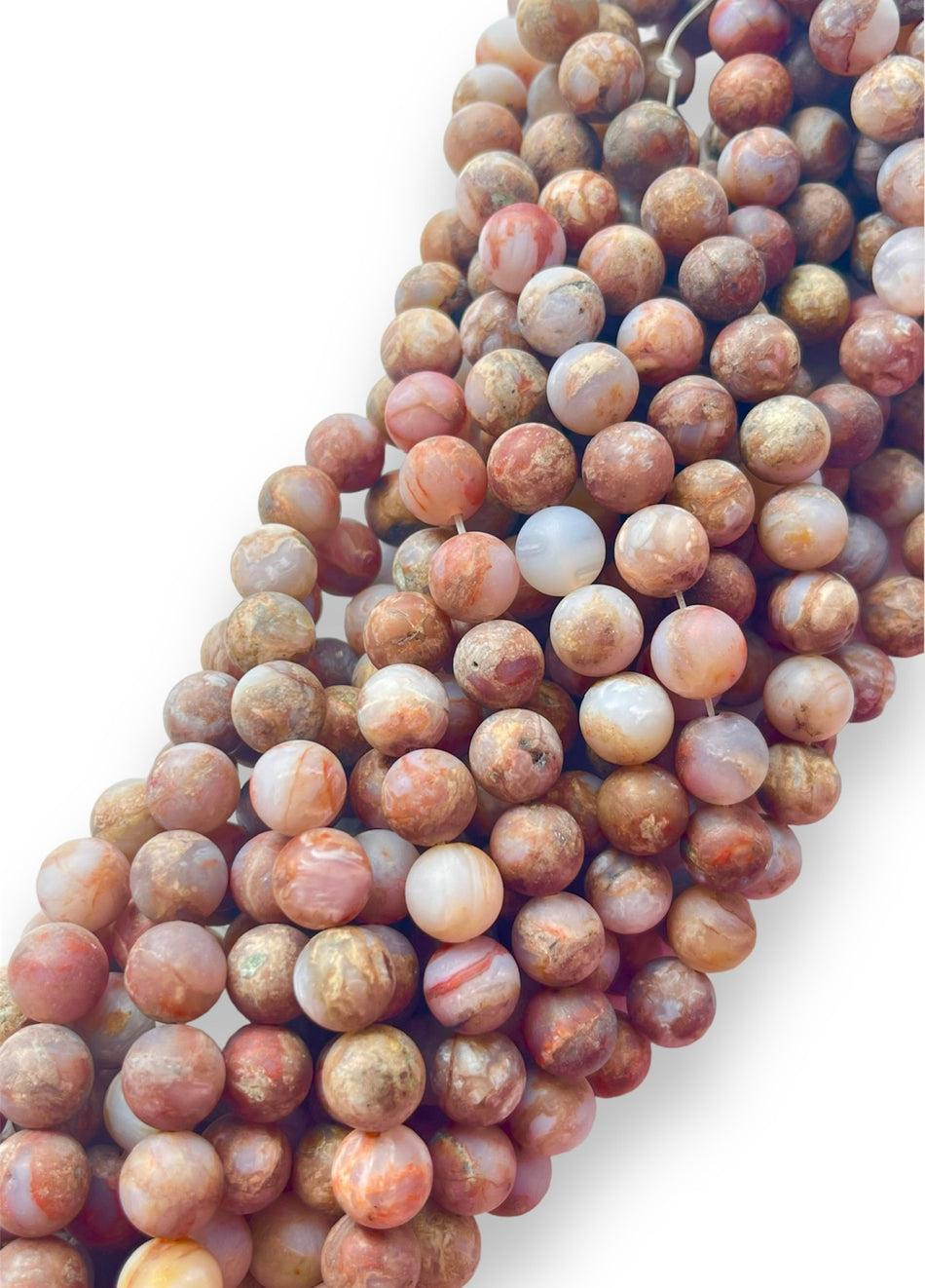 Red Brown Round Gemstone Strand