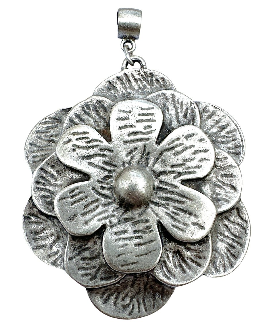 Zamak Flower Pendant 3inch, 1pc