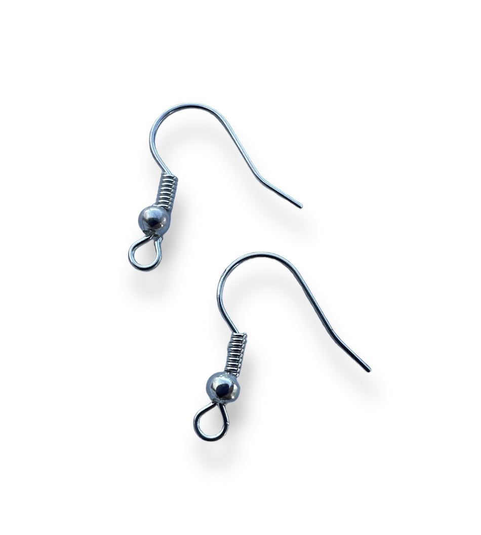 Silver Earring Hook, 10pcs