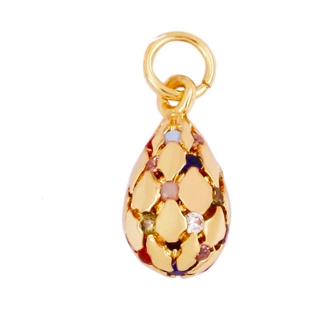 18k Gold-Plated Drop Pendant with Zirconia, 1pc