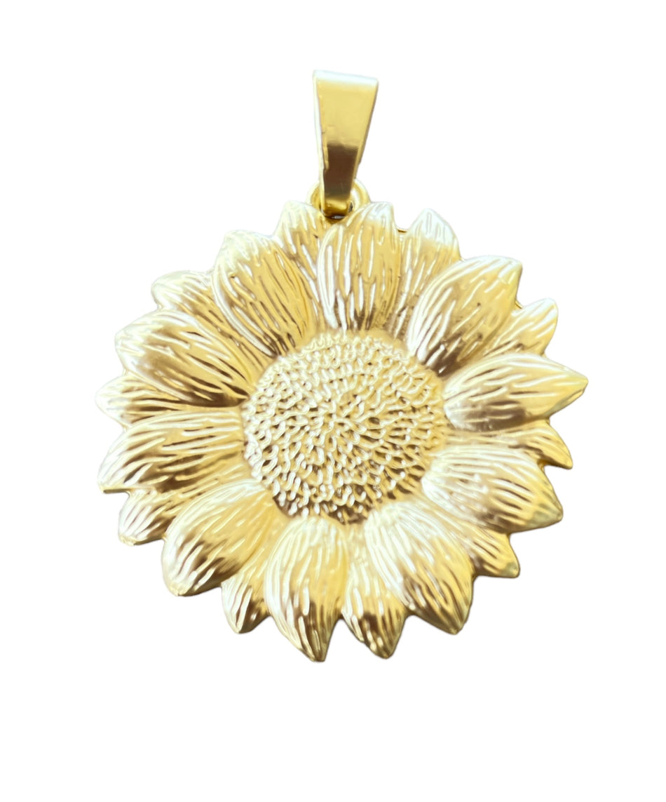 Matte Gold Sunflower Pendant