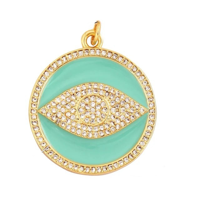 Turkish Evil Eye with Zirconia Pendant, 1pc