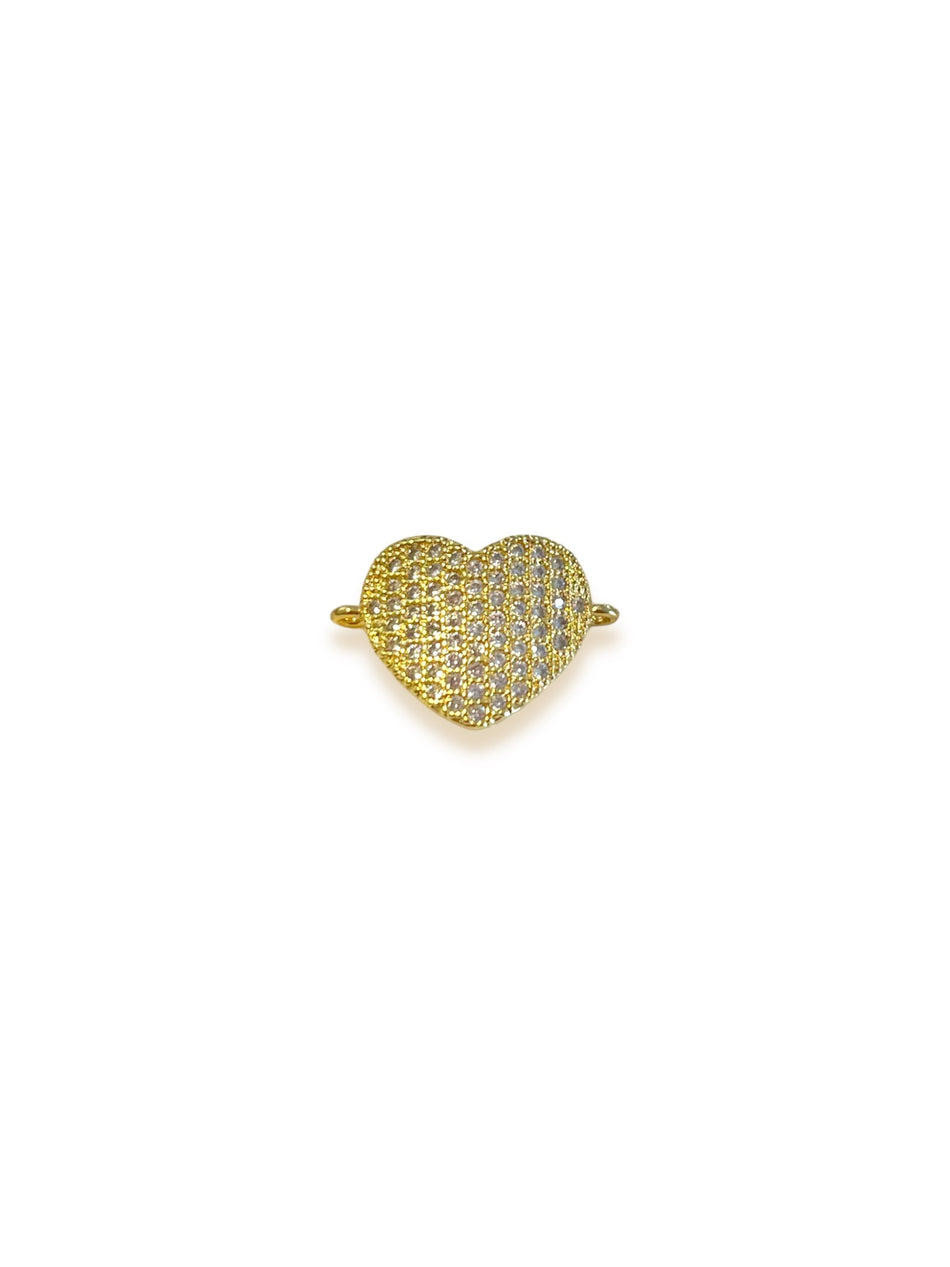 Gold Filled Zirconia Heart Connector 20mm, 1pc