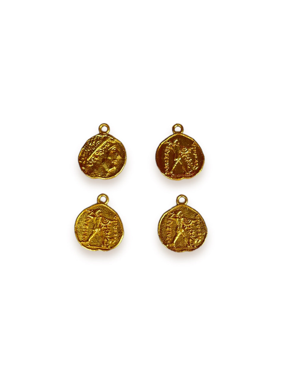 Gold Coin Pendant, 4pcs