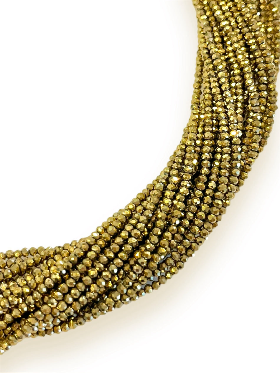 Gold Rondelle Crystal Strand, 2mm