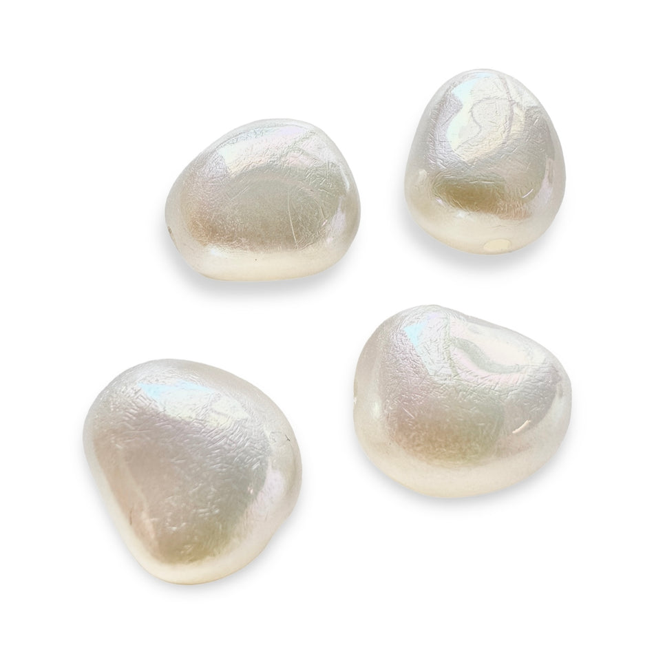 White Oval Acrylic Pearl Beads, 4pcs