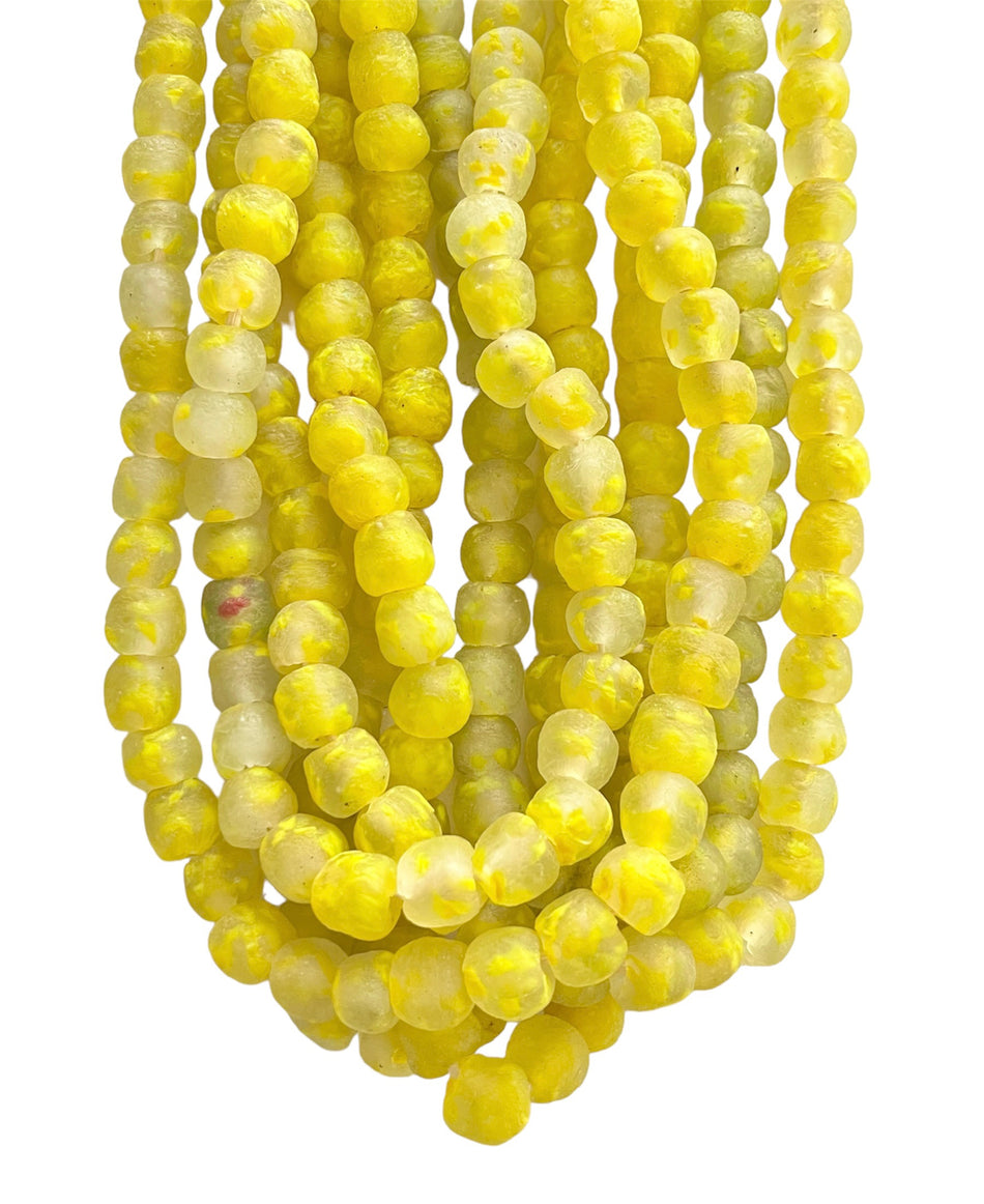 Yellow Frosted African Bead Strand, 16mm