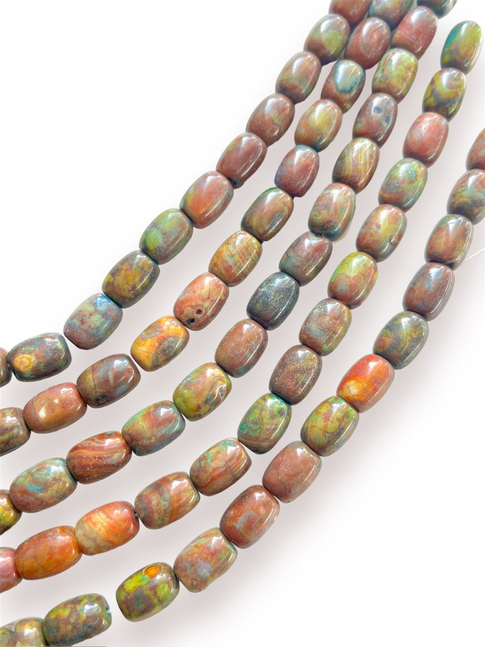 Brown Barrel Agate Strand, 14mm