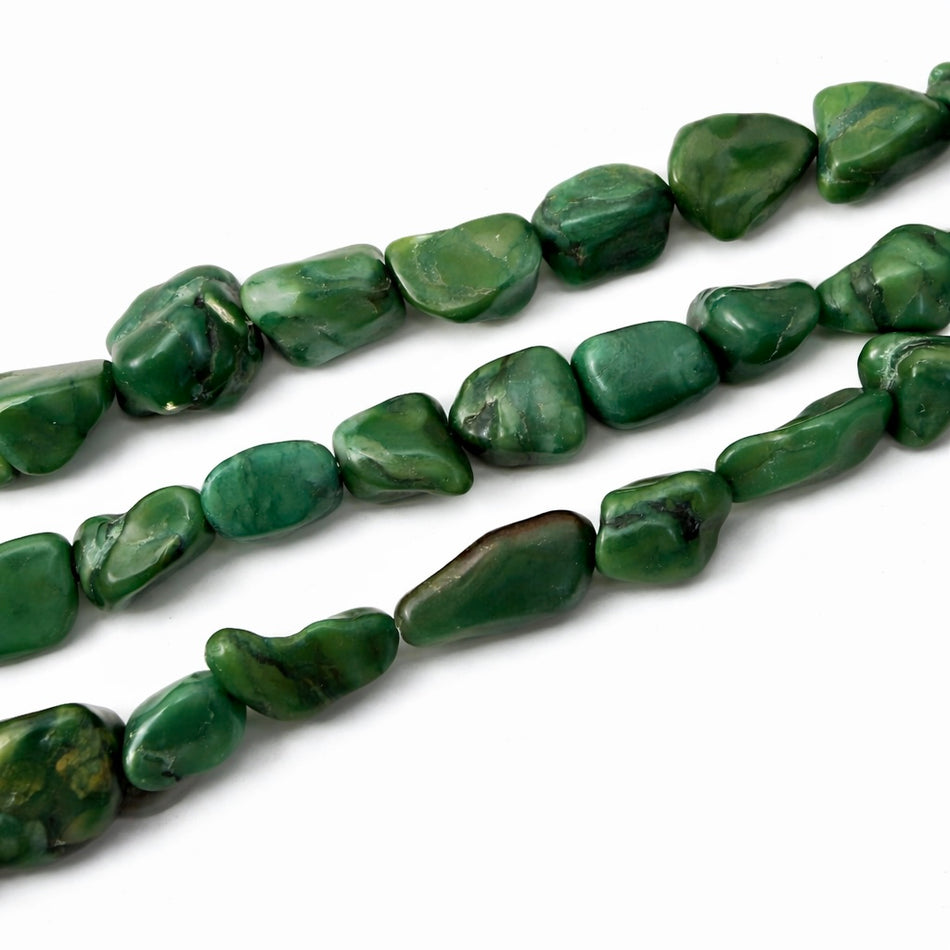 Natural Green Magnesite Nugget Bead 22mm Strand