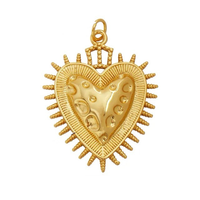18k Gold-Plated Heart Pendant, 1pc