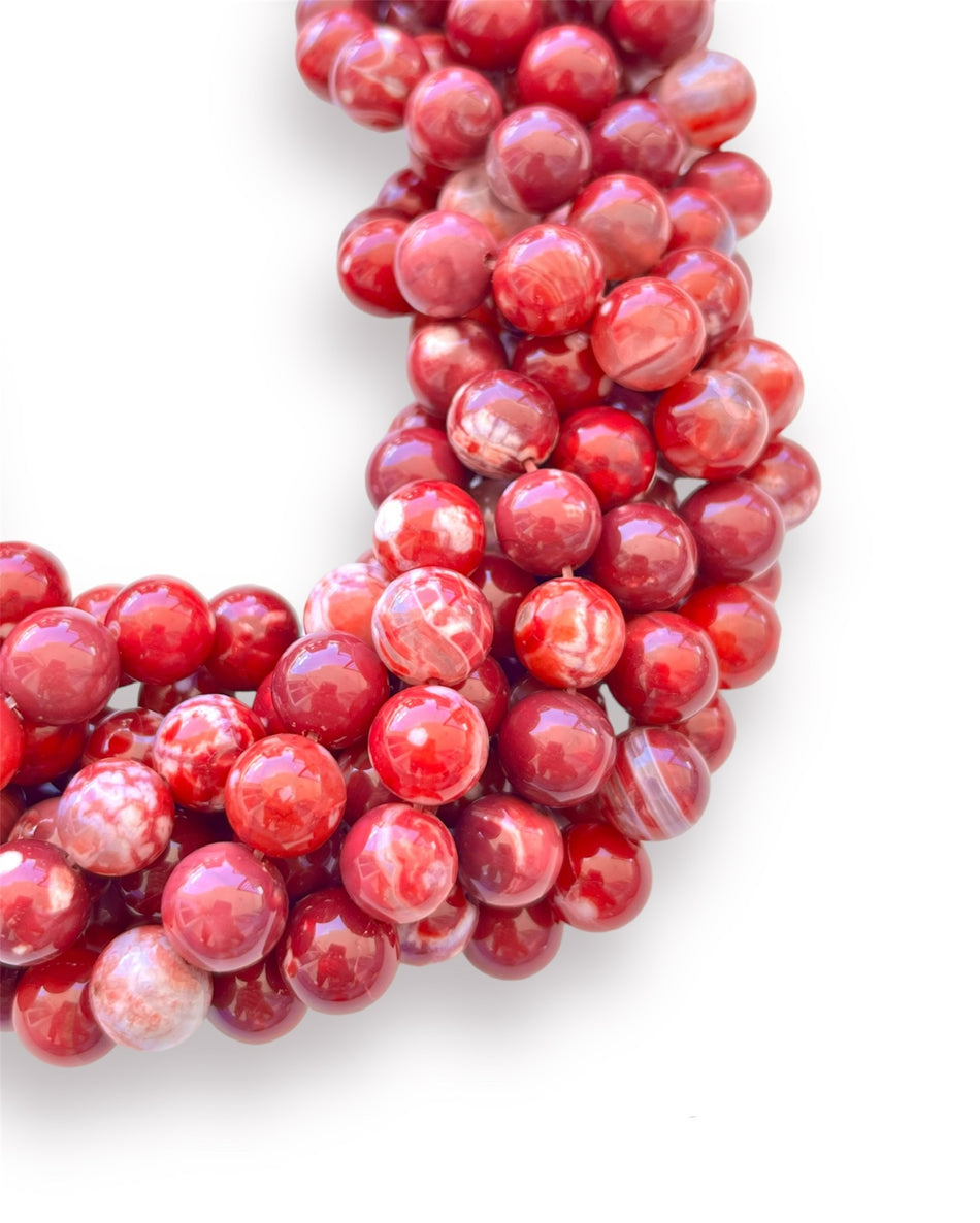 Red Round Gemstone Strand, 8mm