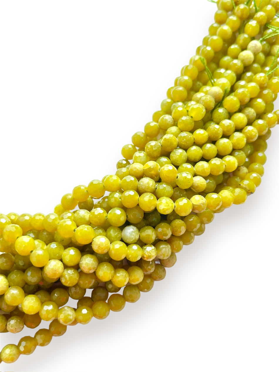 Faceted Round Green Gemstone Strand, 6mm