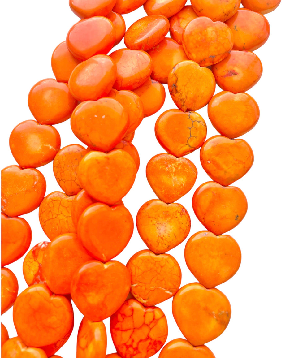 Howlite Orange Heart 30mm, Strand