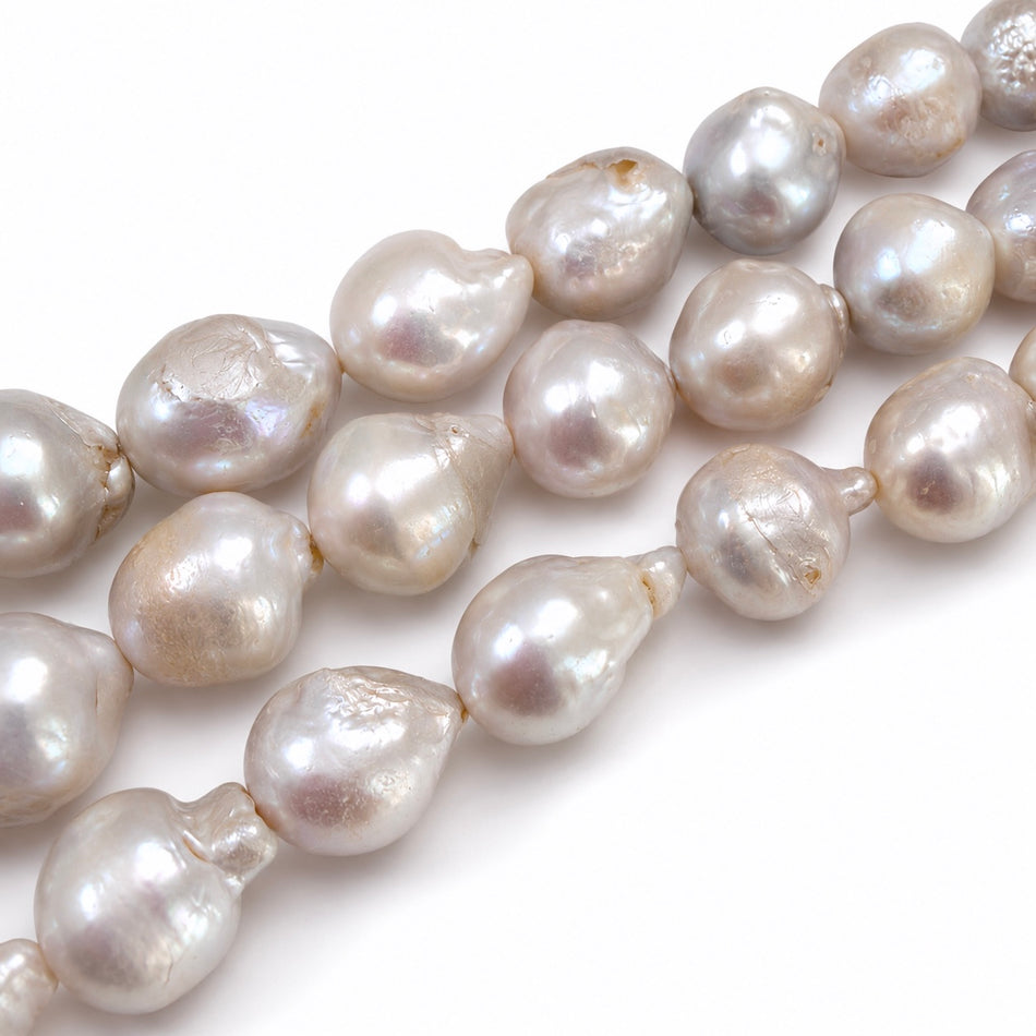 Electroplated Freshwater Baroque Shell Pearl Bead 22mm Strand