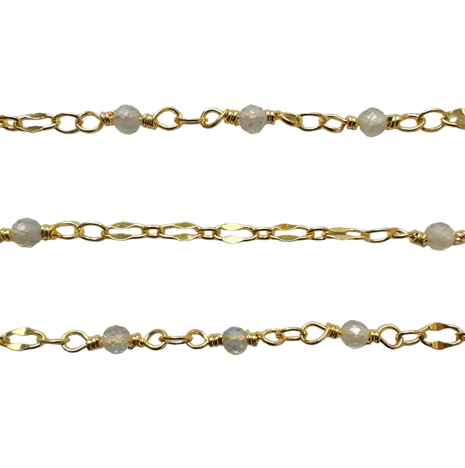 Gold-Filled Chain with Labradorite Stones, 18 inches