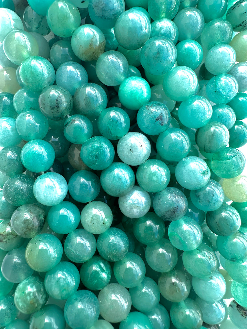 Round Aqua Jade Bead Strand