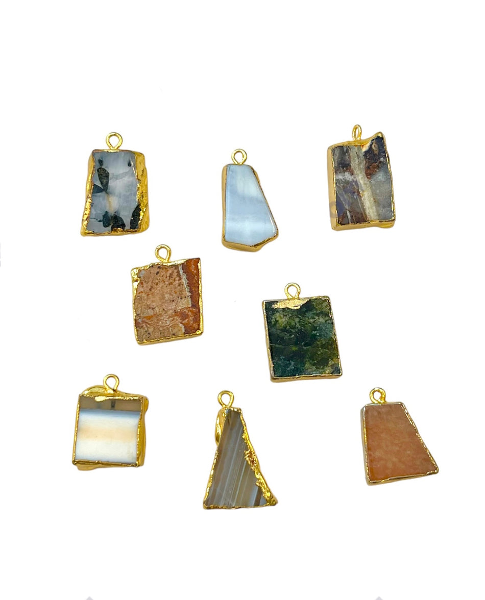 Gold-Filled Gemstone Pendant 25mm, 1pc