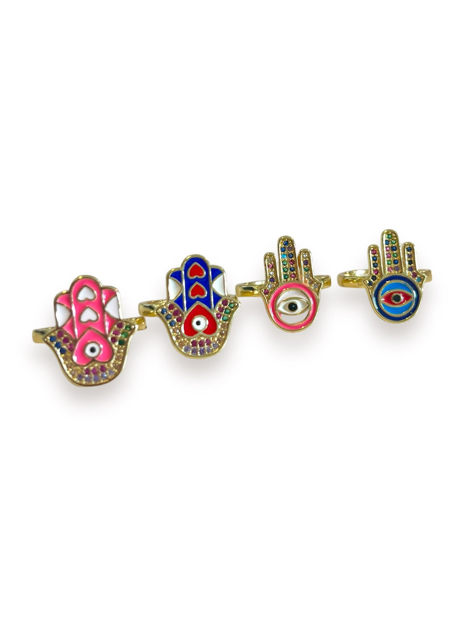 Anillo ajustable Hamsa relleno de oro, 1 pieza