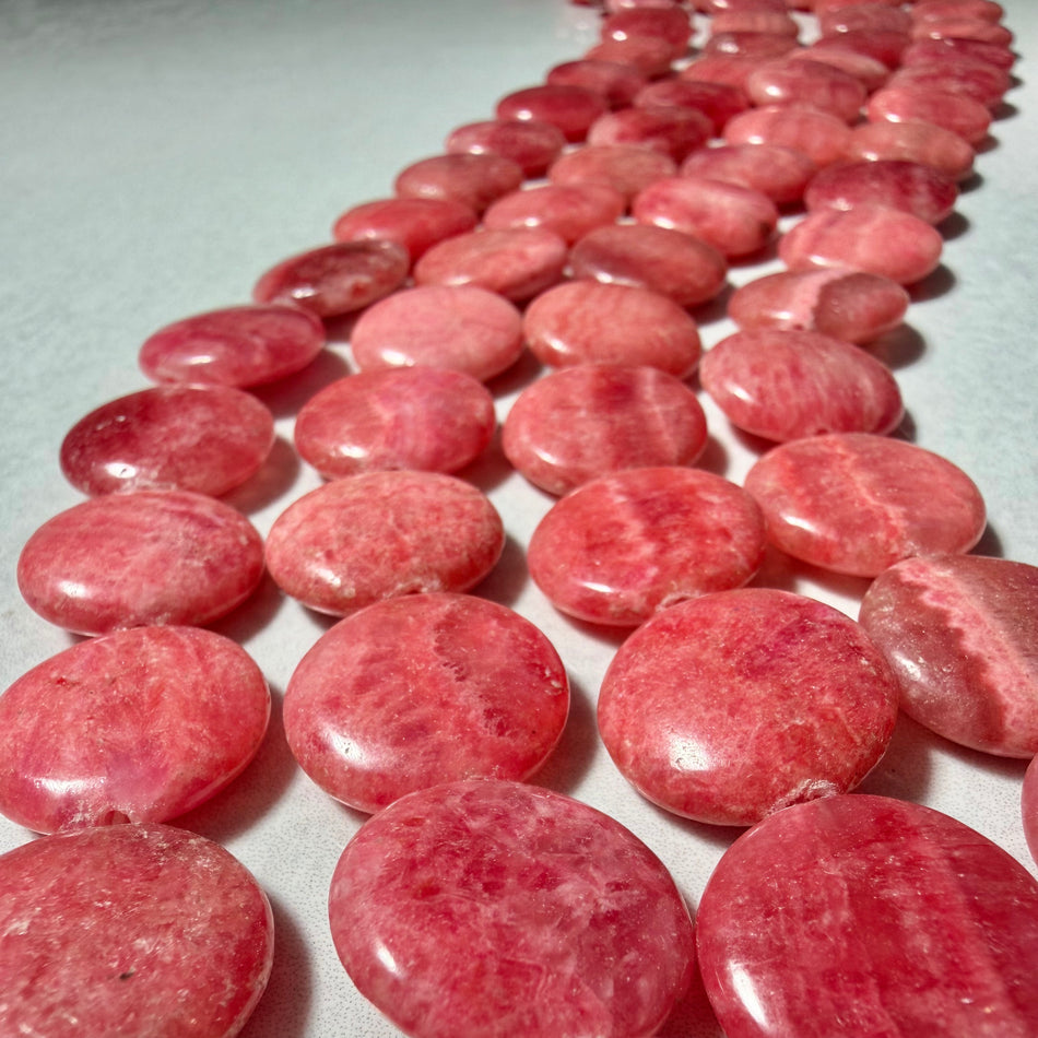 Round Red Agate Coin 14mm Strand
