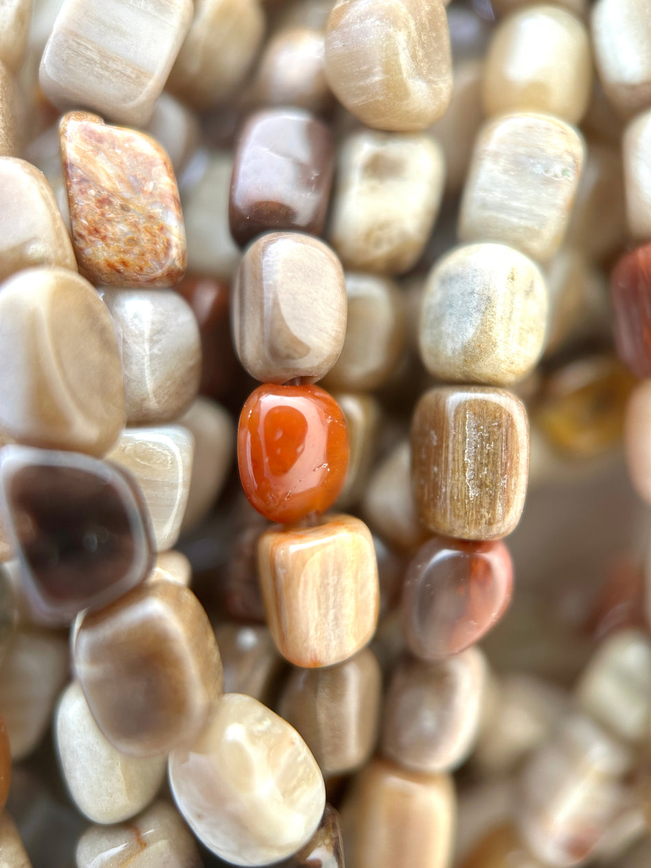 Brown Tones Rectangular Bead Agate Strand, 6mm