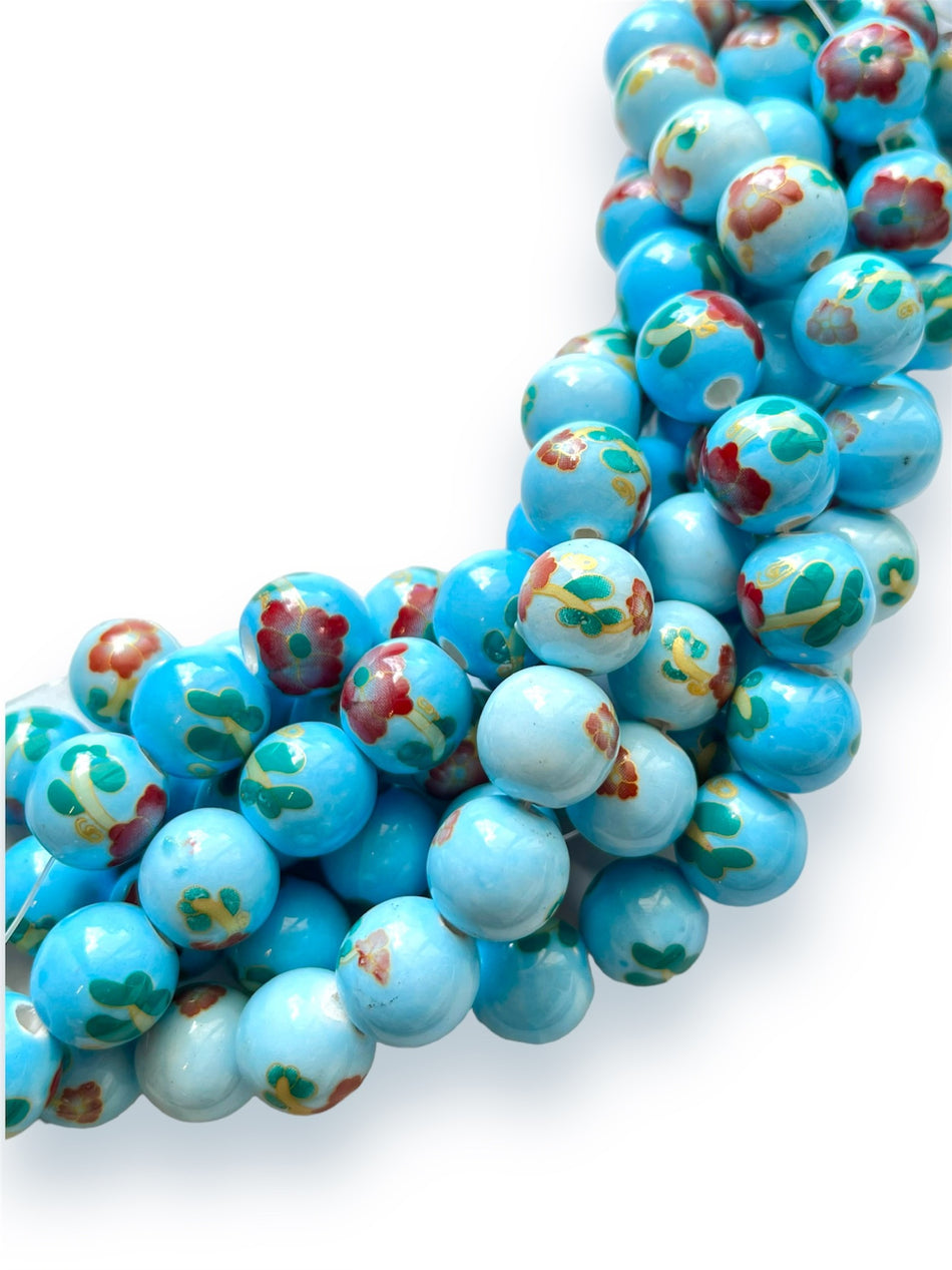 Turquoise Round Porcelain Strand, 14mm