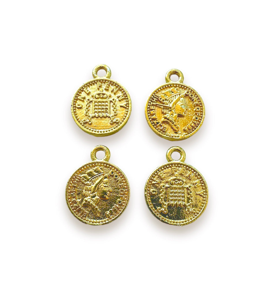 Gold Filled Coin Pendant, 6pcs