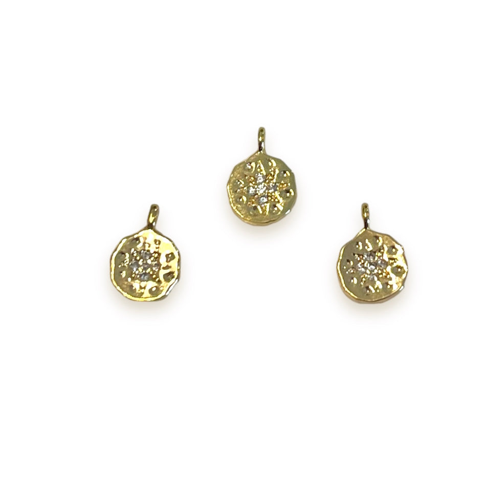 Gold Filled Zirconia Pendant 8mm, 2pcs