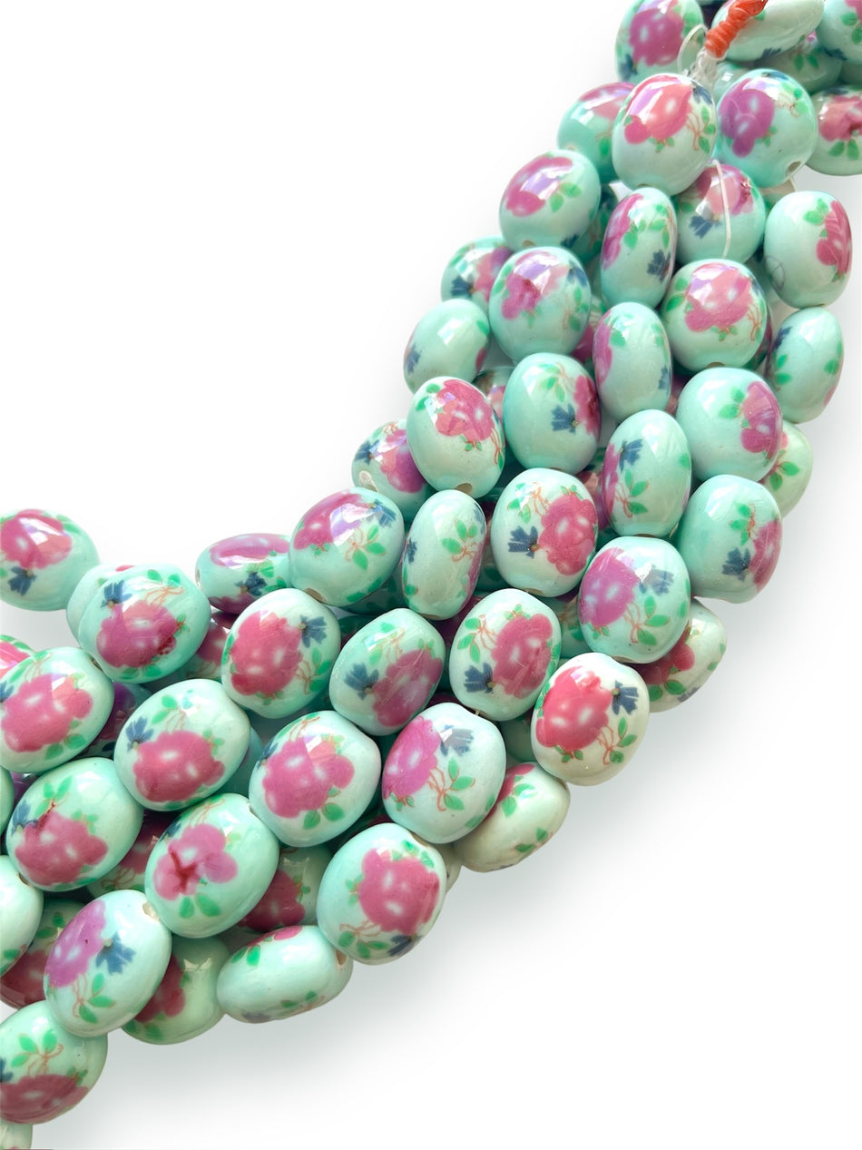 Turquoise Oval Porcelain Strand, 20mm