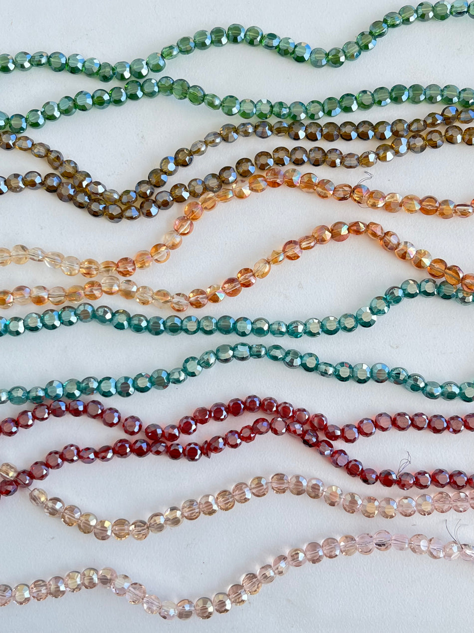 Faceted Flat Round Crystal Strand, 6mm