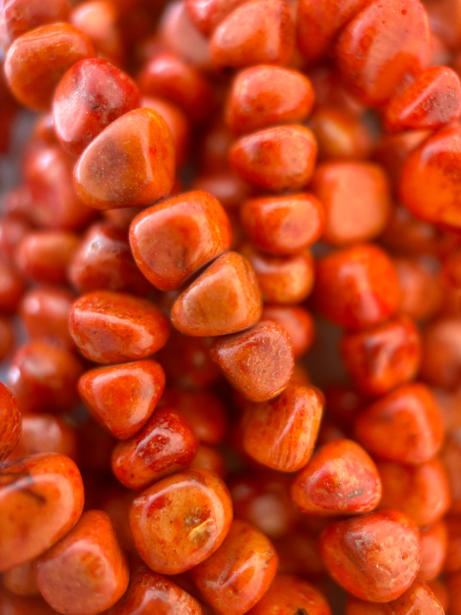 Orange Coral Chip Bead Strand, 4-6mm