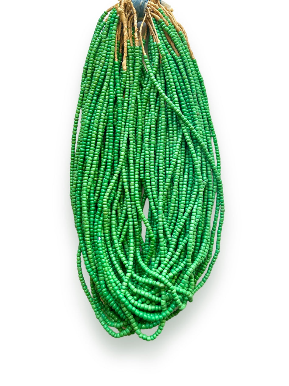 Green African Seed Bead Strand, 4mm