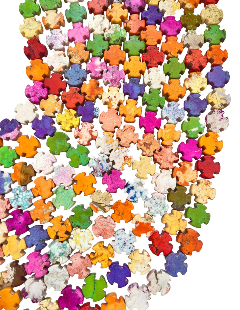 Colorful Howlite Cross 20mm, Strand