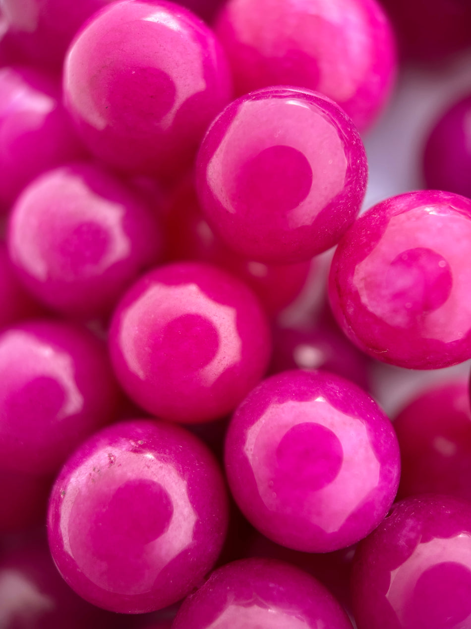 Round Magenta Jade Strand