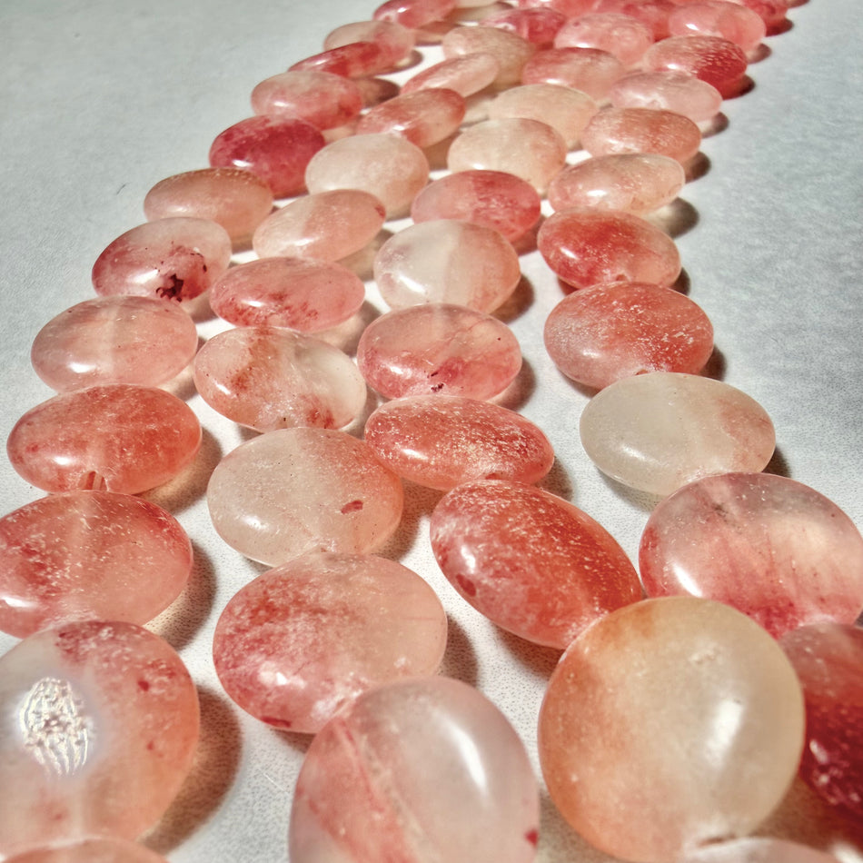 Round Rose Quartz Coin 10mm Strand