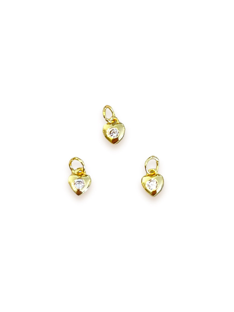 Gold Filled Zirconia Heart Pendant, 4pcs