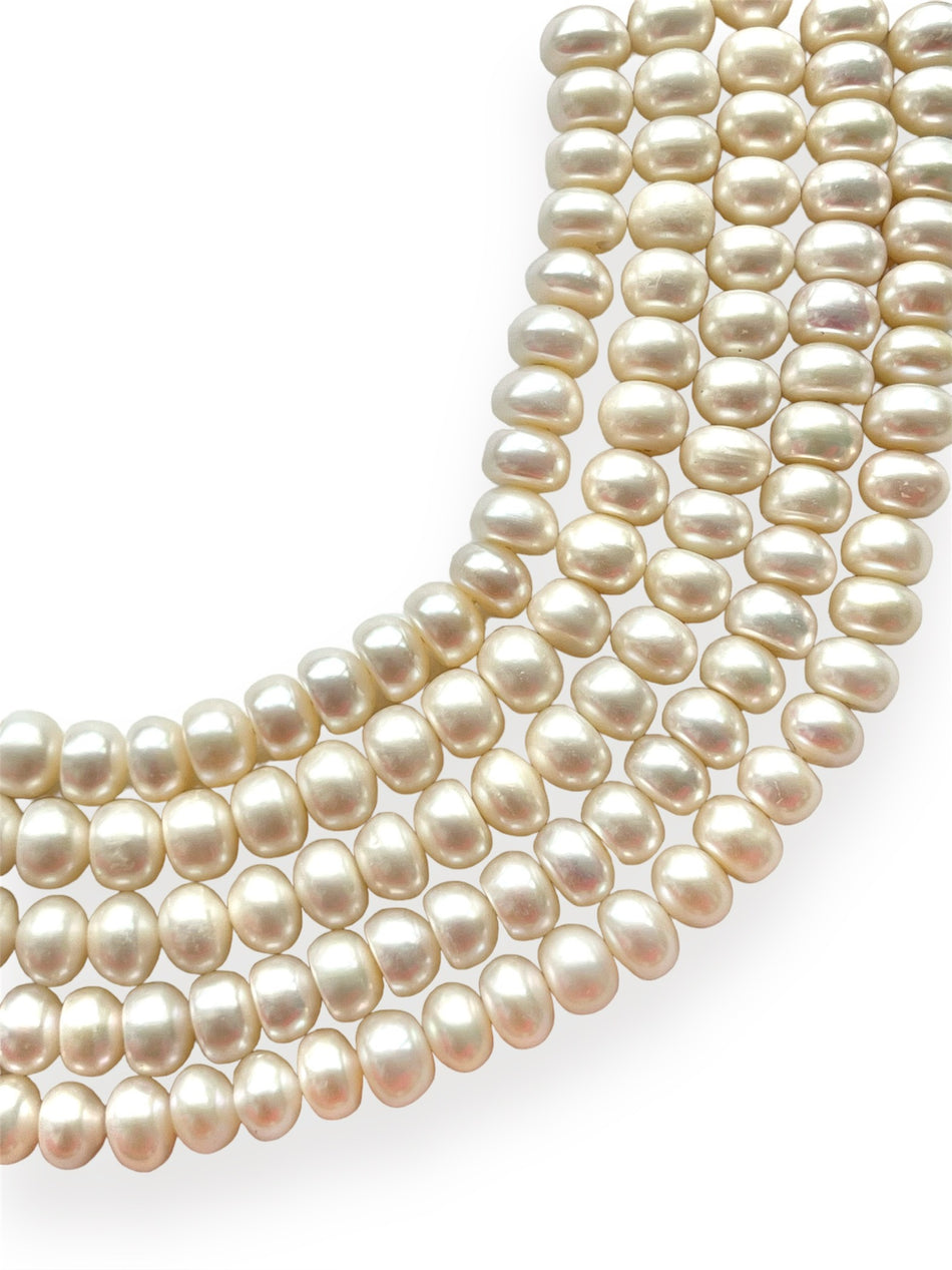 White Rondelle Freshwater Pearl Strand, 10mm