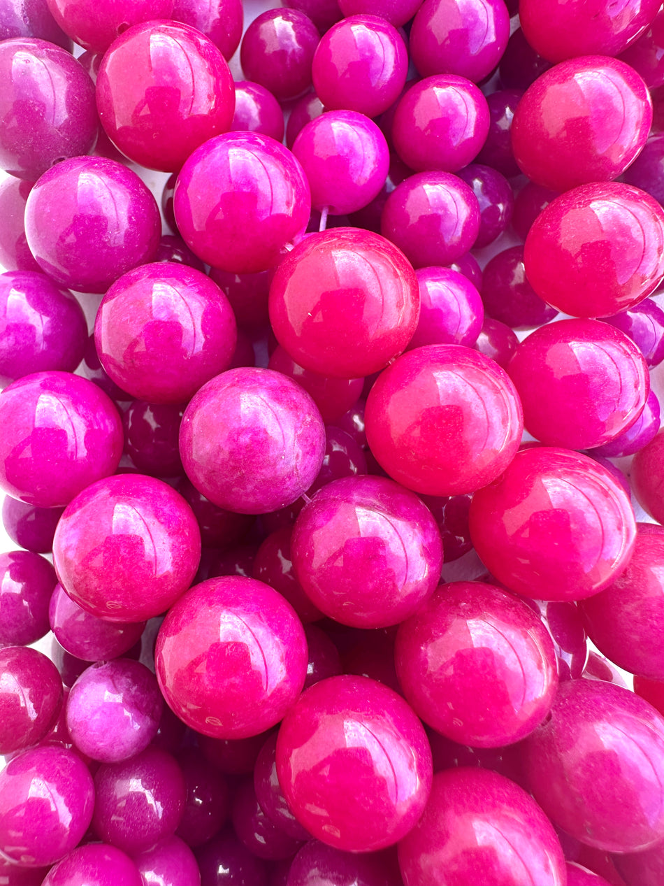 Round Magenta Jade Strand