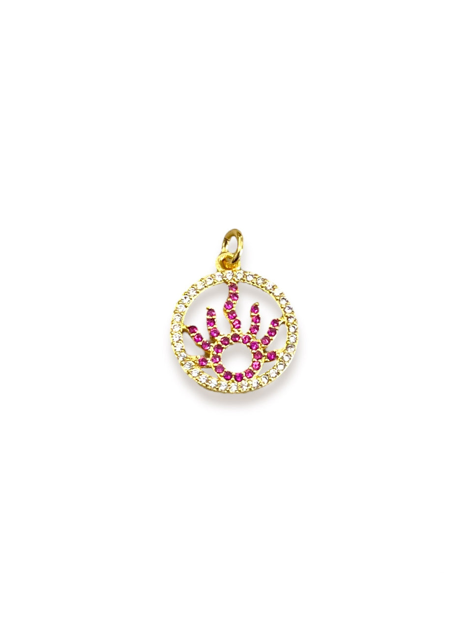 Gold Filled Zirconia Sun Pendant, 1pc