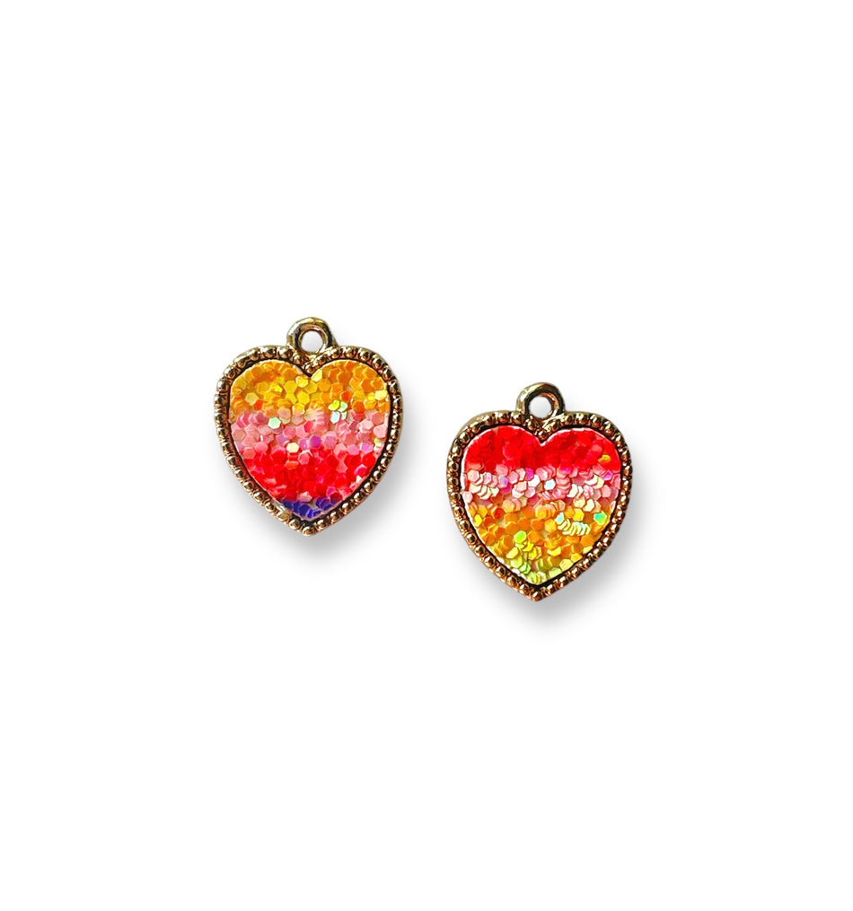 Glitter Heart Pendant, 2pcs