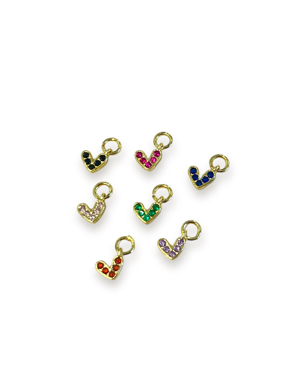 Gold Filled Multicolor Zirconia Heart, 4pcs