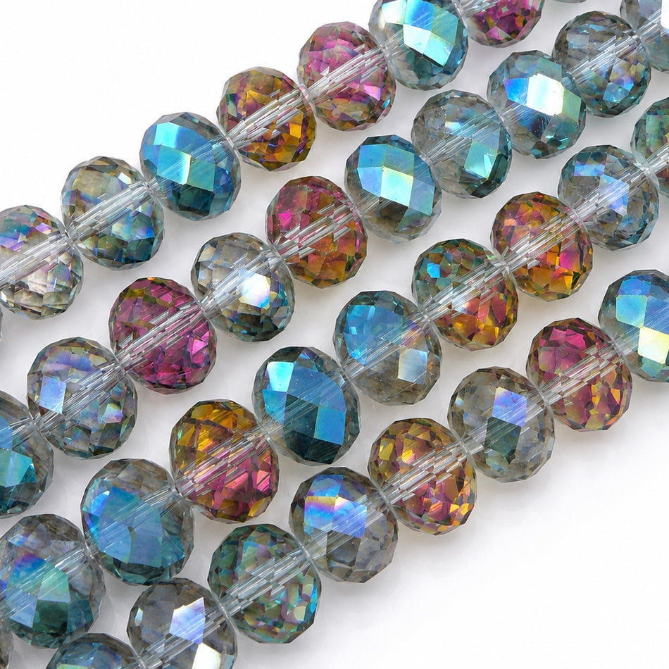 Tornasol Faceted Crystal Bead Strand, 14mm