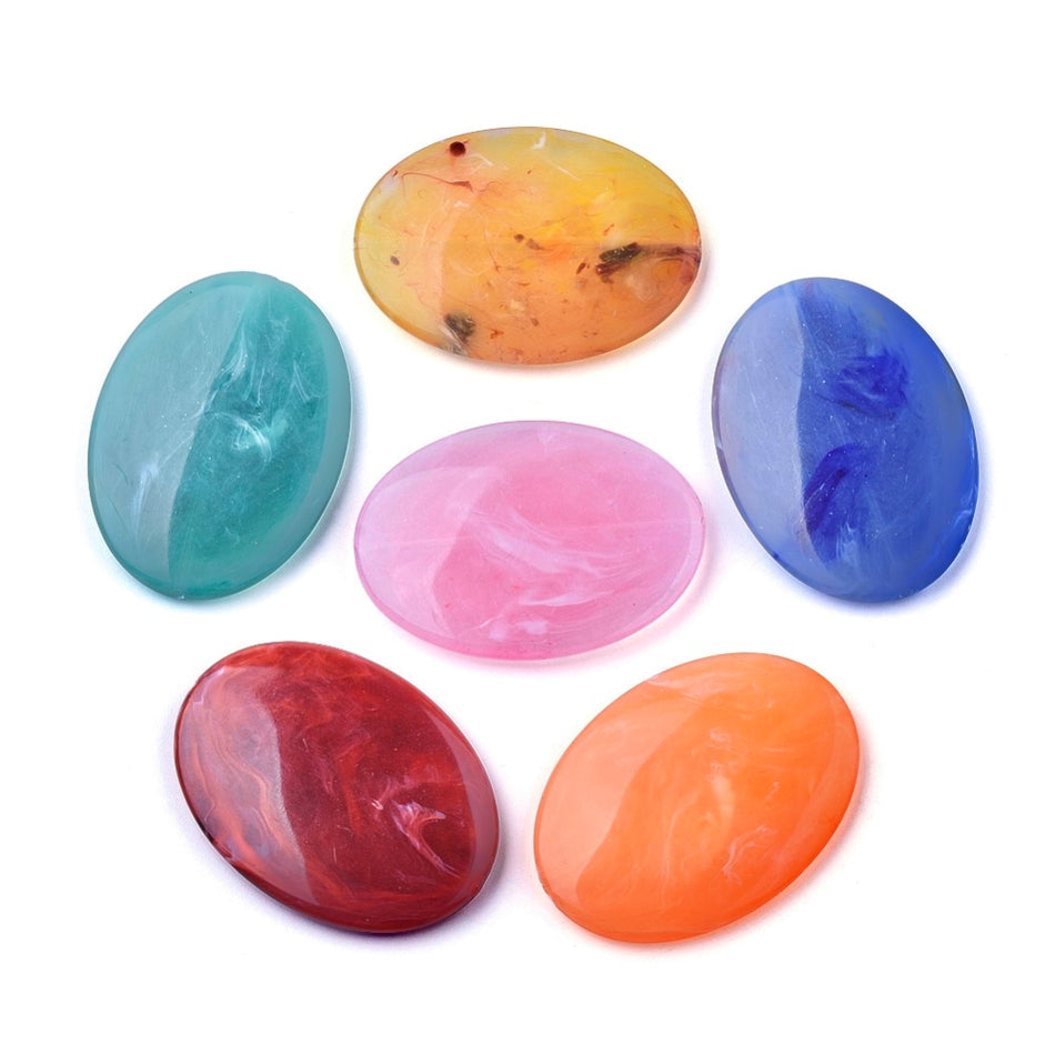 Mixed Color Oval Acrylic Beads, 8pcs